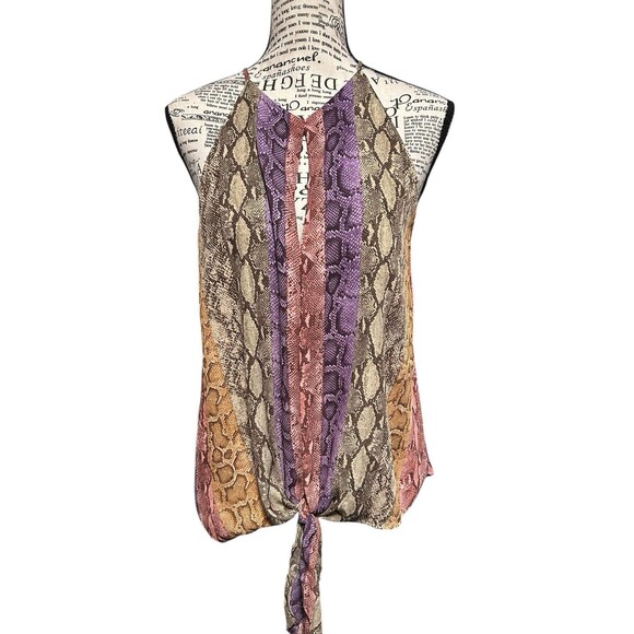 Willow & Root Womens High Neck Lg Sleeveless Snake Skin Animal Fairy Boho Y2K - Picture 1 of 7